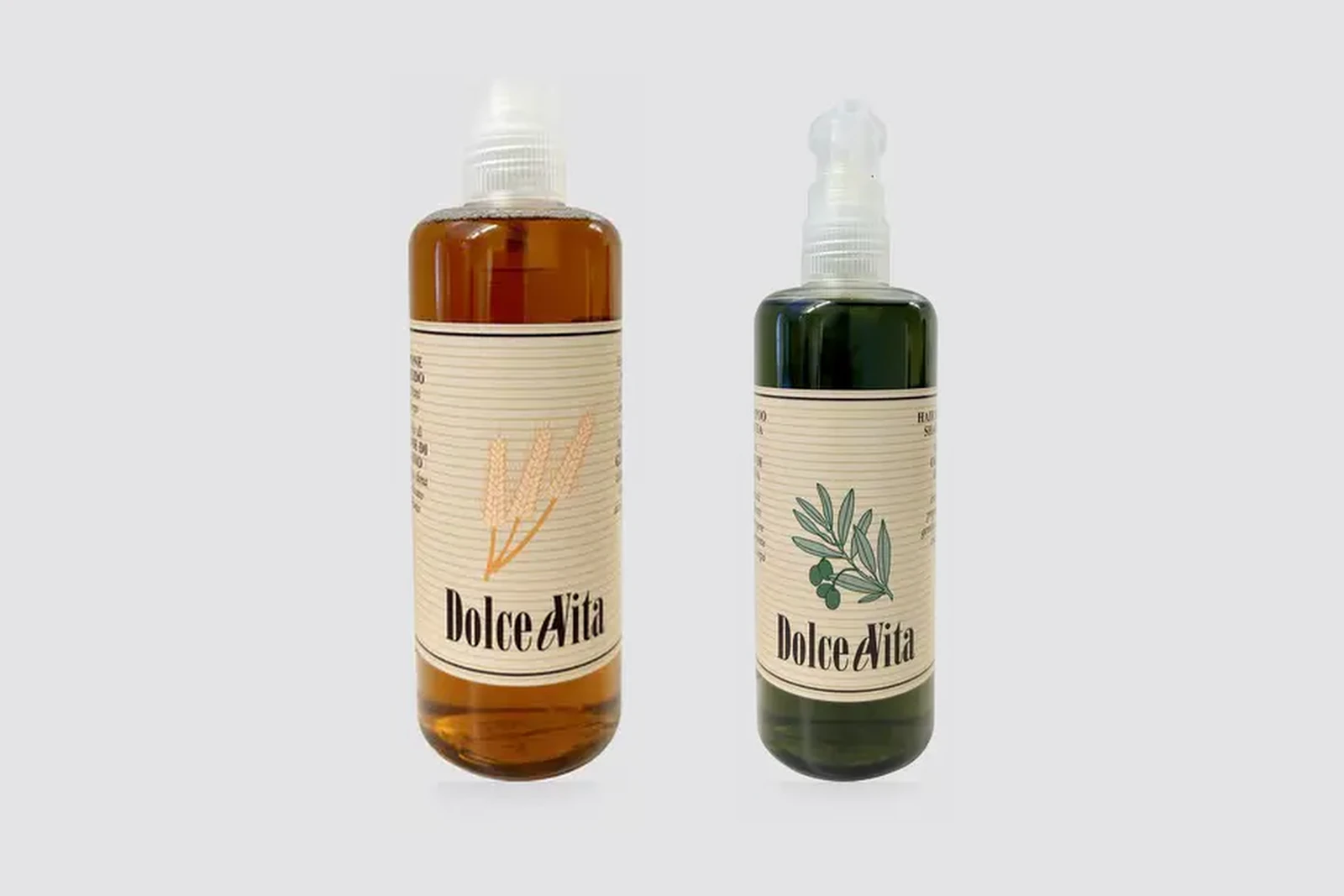 Dolce eVita Hotelkosmetik: zwei Spender 300 ml nebeneinander, Fluessigseife und Haar- und Duschgel