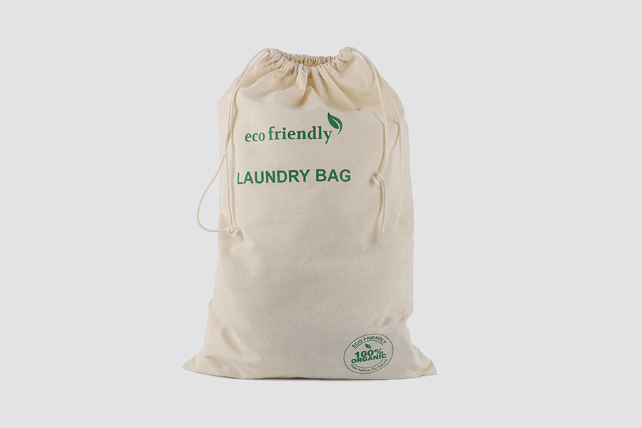 Cotton laundry bag 40x60cm with cord, natural