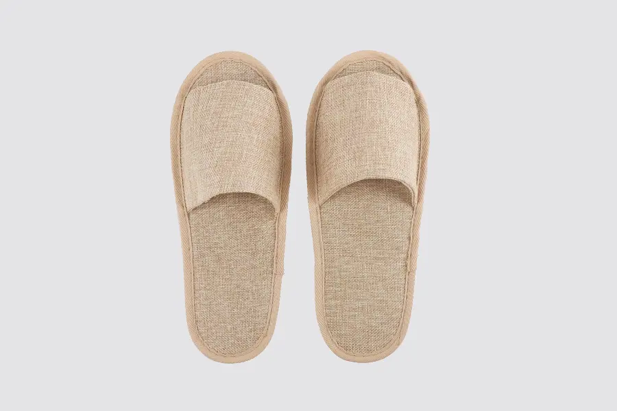 Natural-Flax, open-toe, size 28,5cm | Hotel slippers
