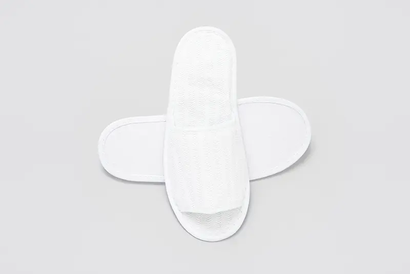 Nature-Piquet, open-toe, 28,5cm | Hotel slippers