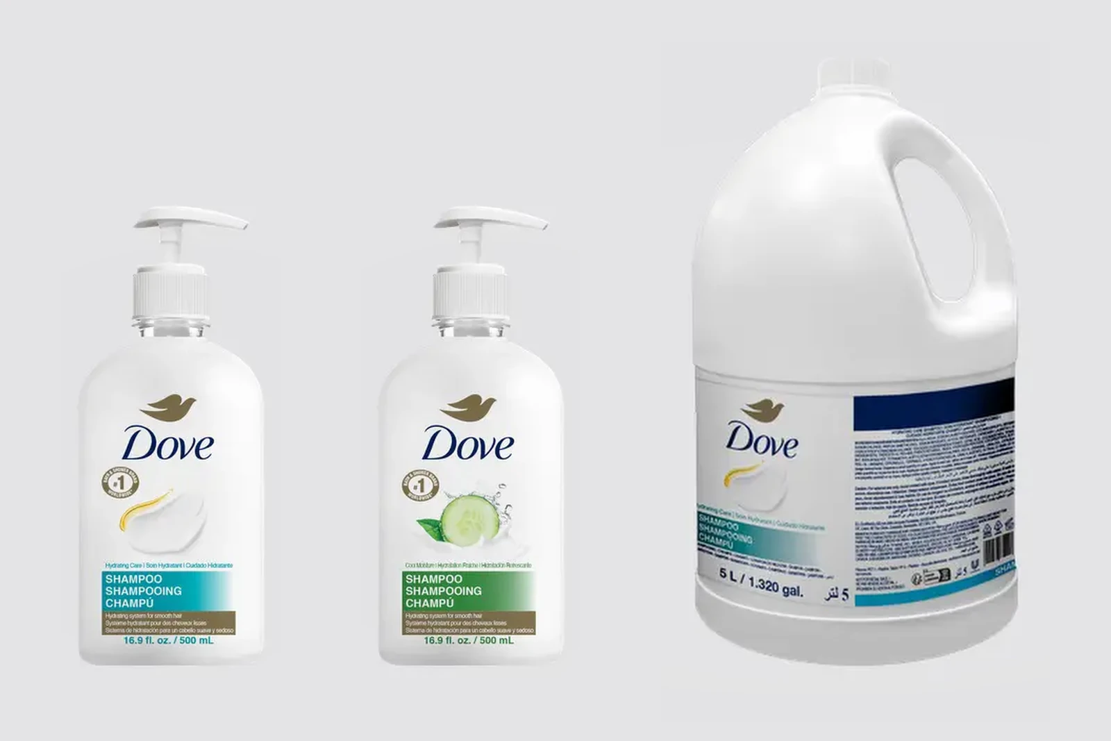 Dove Professional Hotelkosmetik: zwei Spender 500 ml und ein Nachfuellkanister 5 Liter