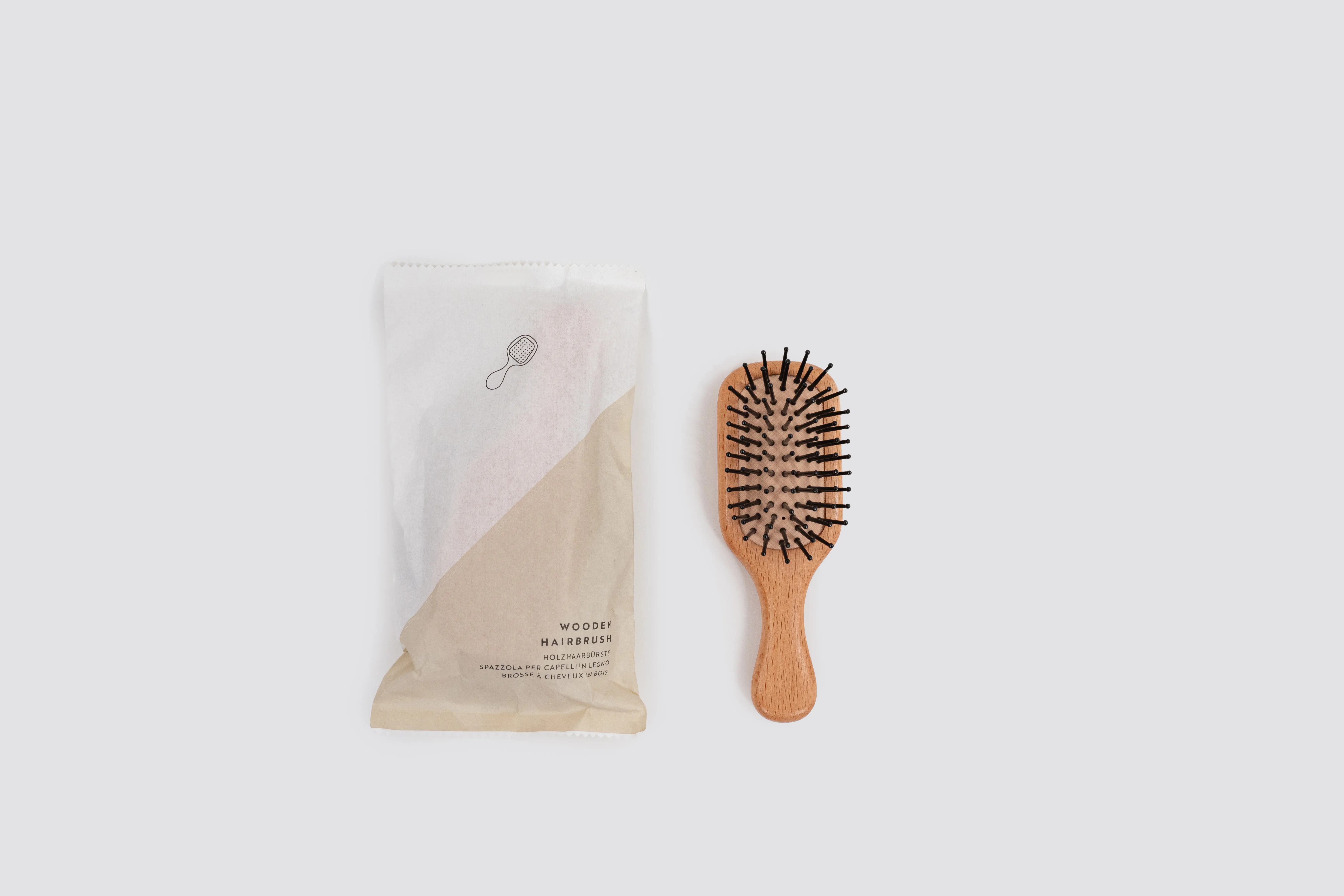 GreenElegant - Spazzola per capelli in legno in bustina di carta, rettangolare