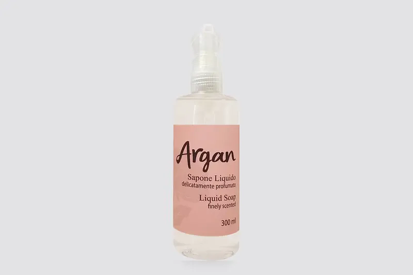 Distributeur Argan de 300 ml avec pompe sur fond gris clair
