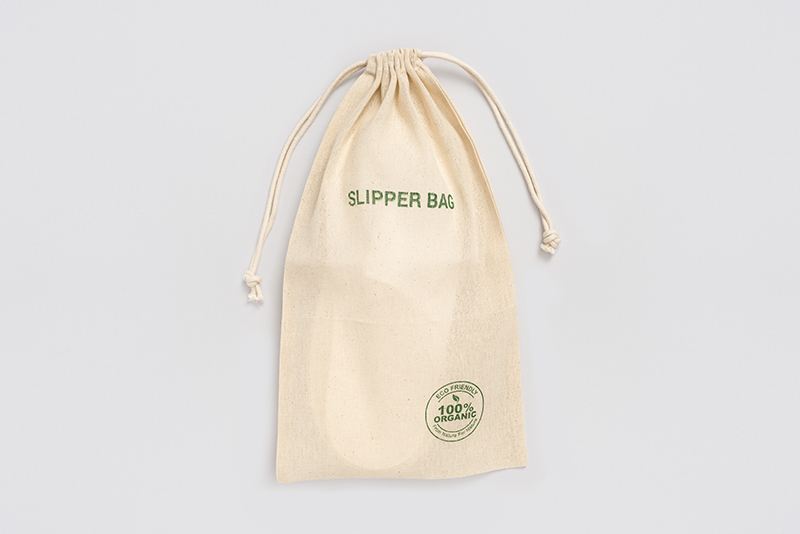 Cotton slipper bags 20x35cm with drawstring closure, natural