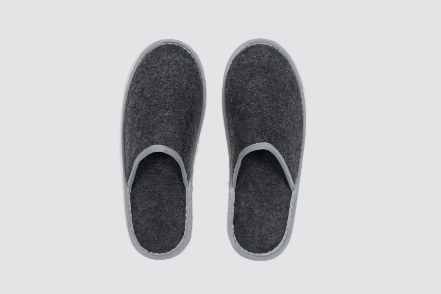 Chamonix, bout fermé, gris, longueur 28,5 cm, chaussons en feutre
