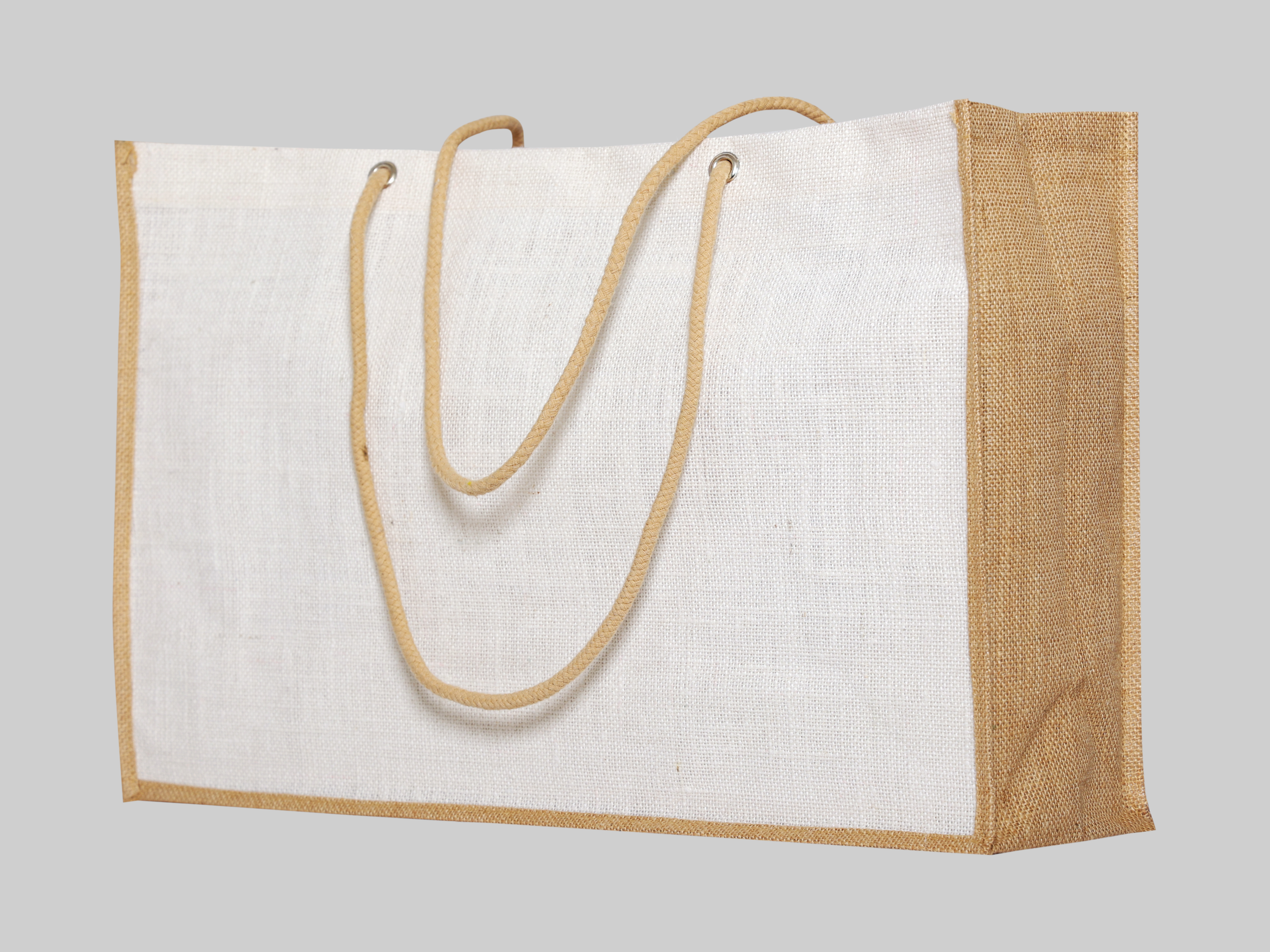 Jute bag, color: white/natural -  55x36+17cm.