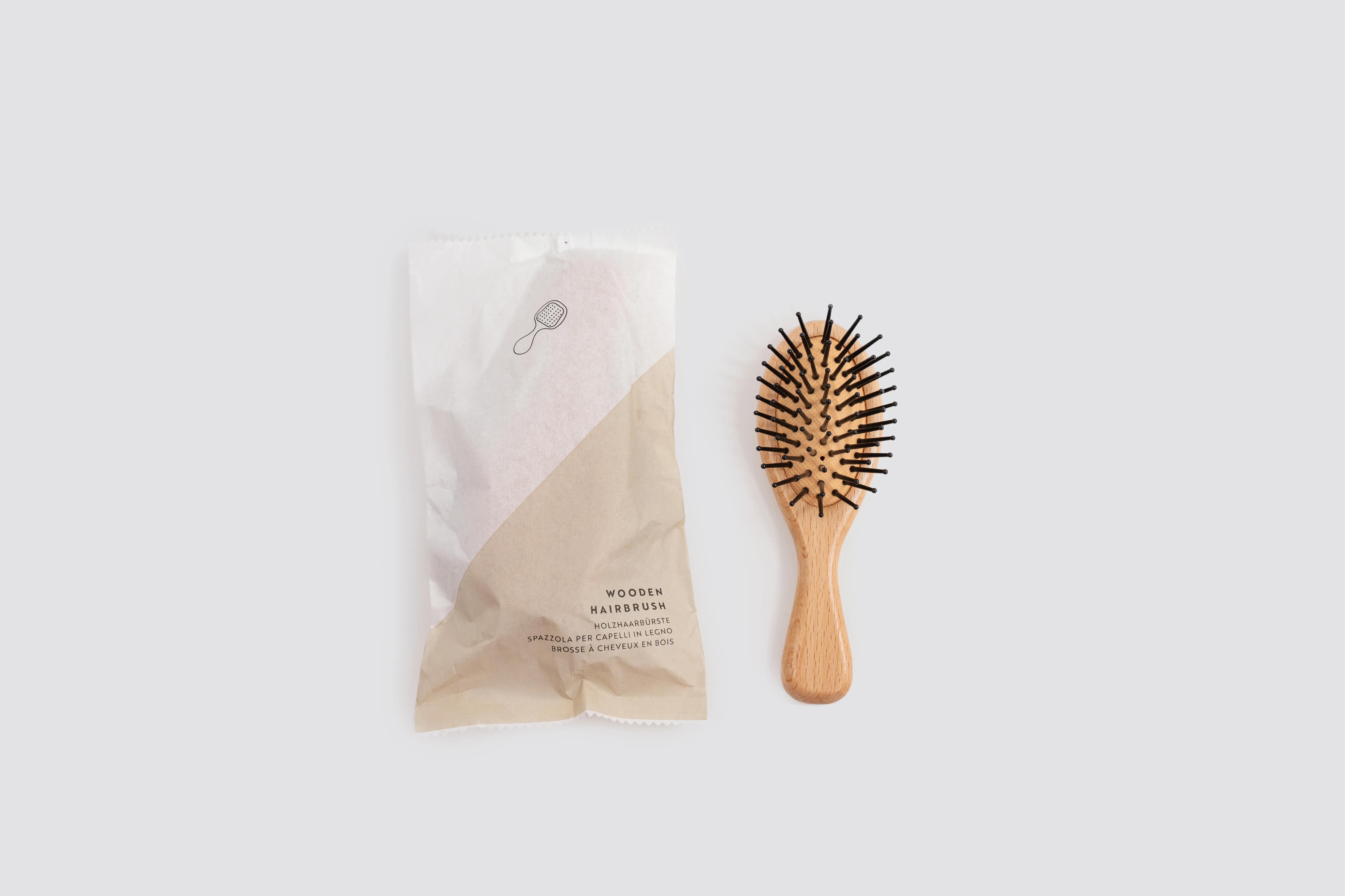 GreenElegant - Wooden hairbrush in paper sachet, oval