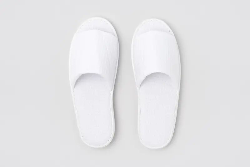 P-Pique light, open-toe, white, size 28,5cm | Hotel slippers
