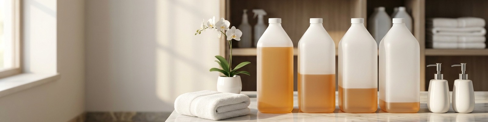 Complete room set: dispensers, towel, slippers and soap