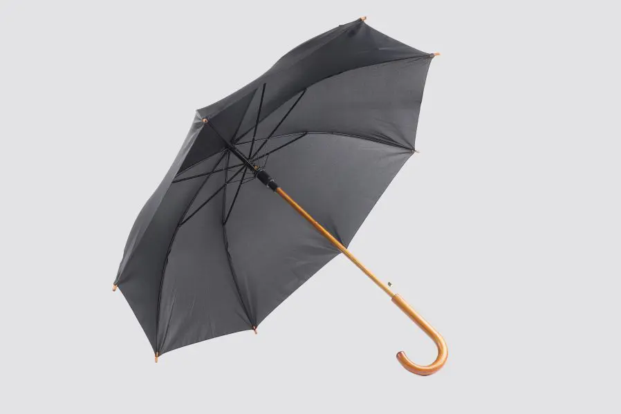 Parapluie, noir, poignée en bois courbée, 88cm
